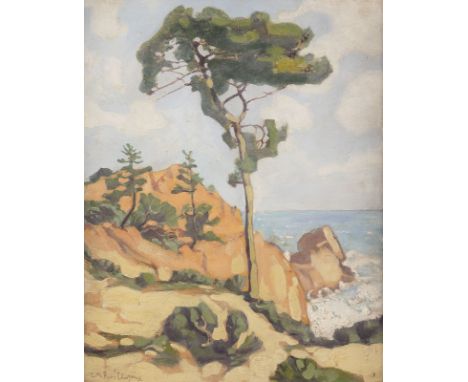 RENÉ LOUIS MARIE CHOPRIX1888 - 1972Küstenlandschaft Öl auf Hartfaserplatte. 50 x 40 cm (R. 67 x 56 cm). Signiert unten links 