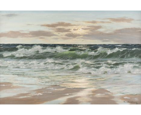 PATRICK VON KALCKREUTH1892 Kiel - 1970 StarnbergMeeresbrandung Öl auf Leinwand. 61 x 91 cm (R. 78 x 108 cm). Signiert unten r