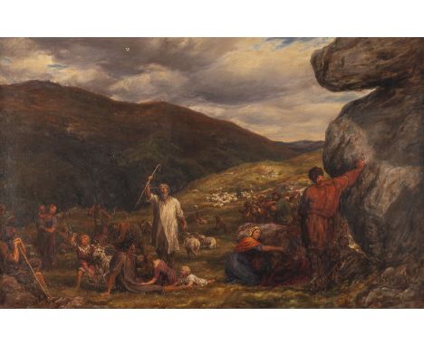WILLIAM LINNELL1826 - 1906Szene aus dem Alten Testament Öl auf Leinwand (doubl.). 62 x 96 cm (R. 82 x 115 cm). Signiert unten