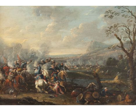 GEORG PHILIPP I RUGENDAS (ATTR.)1666 Augsburg - 1742 EbendaREITERGEFECHT IM TÜRKENKRIEG Öl auf Eichentafel. 27 x 37 cm (R. 39