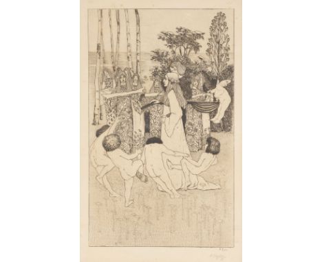 HEINRICH VOGELER1872 Bremen - 1942 Karaganda/KasachstanMINNETRAUM (1894) Radierung auf Papier. DM 30,5 x 18,5 cm (R. 53 x 39,