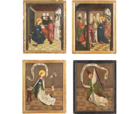 NORDDEUTSCH-NIEDERRHEINISCHER MEISTER DES SPÄTEN 15. JH.ZWEI RETABEL MIT DER VERKÜNDIGUNG AN MARIÄ UND SZENEN AUS DEM JOSEPHS
