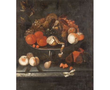 BAREND VAN DER MEER (ODER WERKSTATT/SCHULE)1659 Haarlem - 1700 EbendaFRÜCHTESTILLLEBEN MIT FALTER Öl auf Leinwand (altdoubl.)