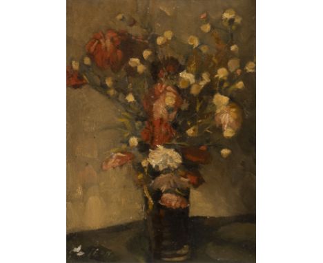 ALBERTUS GRADUS GERRITSEN1897 Twello (Gelderland) - 1989Blumenstillleben Öl auf Platte. 34 x 25 cm (R. 39,5 x 30,5 cm). Signi