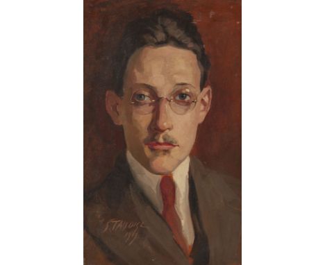 FRANZ STAUDIGL1885 - 1944Herrenportrait (1919) Öl auf Karton. 44 x 27 cm (R. 62 x 45 cm). Signiert und datiert unten links 'S