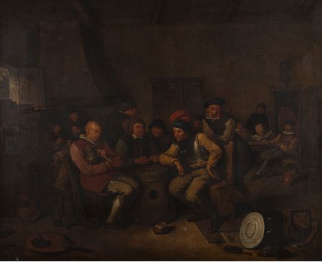 EGBERT VAN HEEMSKERCK I1634/35 Haarlem - 1704 LondonBÄUERLICHE GESELLSCHAFT IN EINEM GASTHAUS, UM 1675 Öl auf Leinwand (altdo
