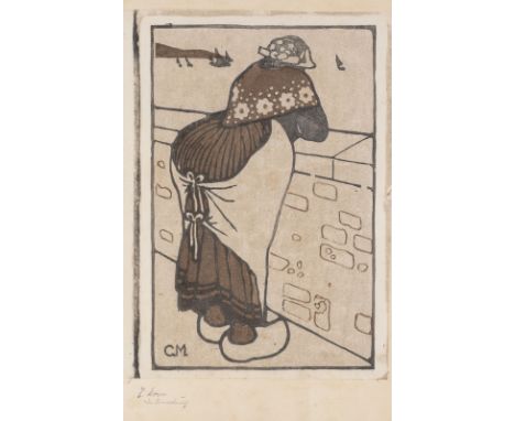 CARL MOSER1873 Bozen - 1939 ebenda'IN ERWARTUNG' (1906-14) Farbholzschnitt auf Japan, auf Papier montiert. 35,5 x 26 cm (R. 5