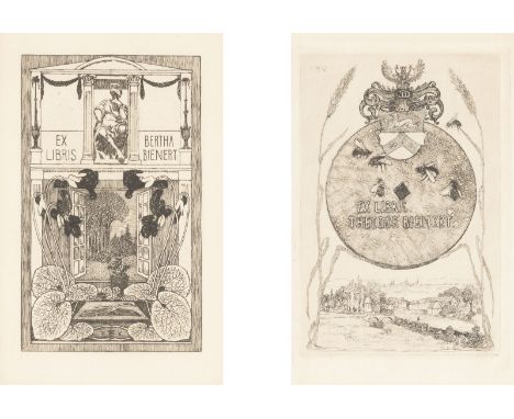 HEINRICH VOGELER1872 Bremen - 1942 Karaganda/KasachstanZWEI EX-LIBRIS: EX LIBRIS THEODOR BIENERT (1899) UND EX LIBRIS BERTHA 