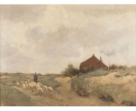 GERMAN GROBE1857 Hanau - 1938 DüsseldorfLandschaft mit Schafherde Öl auf Leinwand. 61 x 81 cm (R. 85 x 106 cm). Signiert unte