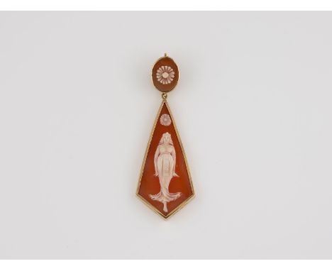 ANHÄNGER 'G. DAHLGREN &amp; CO.' Schweden, Malmö, 1925 Gelbgold. L. 5,9 cm, Ges.-Gew. ca. 4,4 g. Gest. 18 K, Herstellersignet