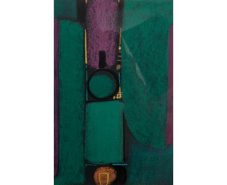 ACKERMANN, MAX (1887-1973), "Abstrakte Komposition in Grün- und Violetttönen", Farbserigraphie/Bütten, u.re. mit Bleistift vo