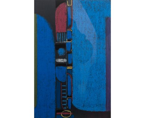 ACKERMANN, MAX (1887-1975), "Abstrakte Komposition in Blautönen", Farbserigraphie/Bütten, u.re. mit Bleistift von Hand signie