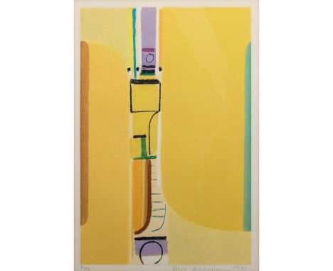 ACKERMANN, MAX (1887-1973), Abstrakte Komposition in Gelbtönen" Farbserigraphie/Bütten, u.re. mit Bleistift von Hand signiert