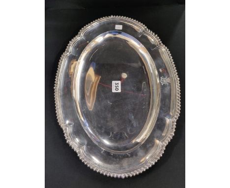 SOLID SILVER TRAY LONDON 1895/96 - 16' LENGTH X 12' WIDE BY JAMES GARRARD   1427g
