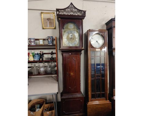 ANTIQUE MAHOGANY INLAID LONG CASED CLOCK - JOHN HAMILTON GLASGOW