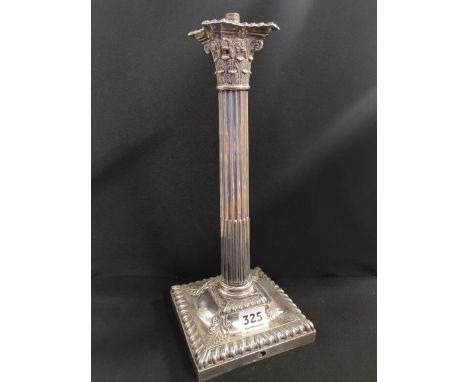SILVER CORINTHIAN PILLAR ELECTRIC LAMP BASE 12inches HEIGHT - FIAT LUX SHEFFIELD 1907/08 1065g