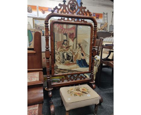 WILLIAM IV ROSEWOOD TAPESTRY FIRESCREEN