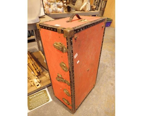 Large vintage style trunk in red and black