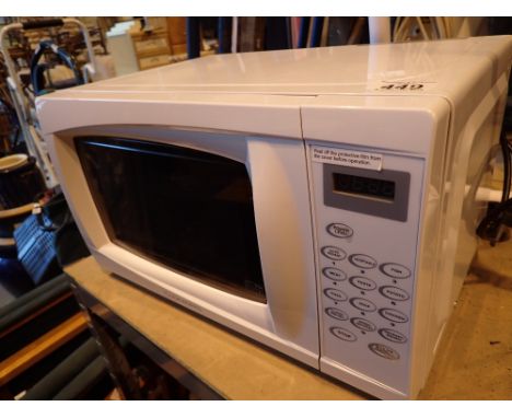 White enamel Cookworks 700w microwave CONDITION REPORT: All electrical items in this lot have been PAT tested and have PASSED