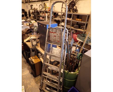 Two pairs of aluminium step ladders