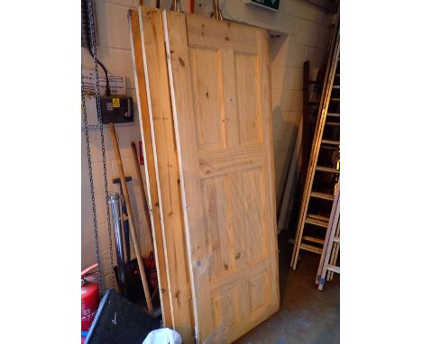 Four six panel internal pine doors three never hung one with furniture fixing marks