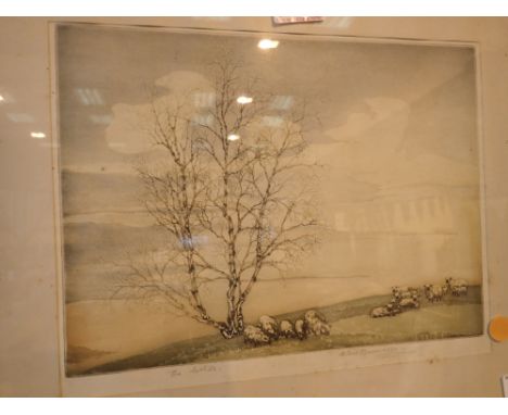 Signed print the Wolds with blind stamp by Alice Barwell 