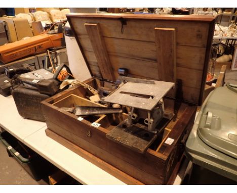 Large joiners tool chest with contents include coopers barrel making tools