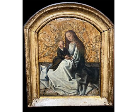 Madonna and Child. Rare Flemish Primitive from the 15th century in the style of Rogier van der Weyden. Central element of a t