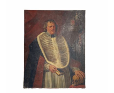 Large 17th century oil on canvas "portrait and coat of arms" - Weight:  4.83 kg - Region: Europe - Sizes: H=1240mm L=970mm - 