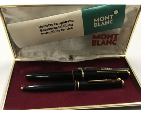 A 1960/70 Mont Blanc Fountain pen and ballpoint pen in the orgional case with Mont Blanc fountain refil.