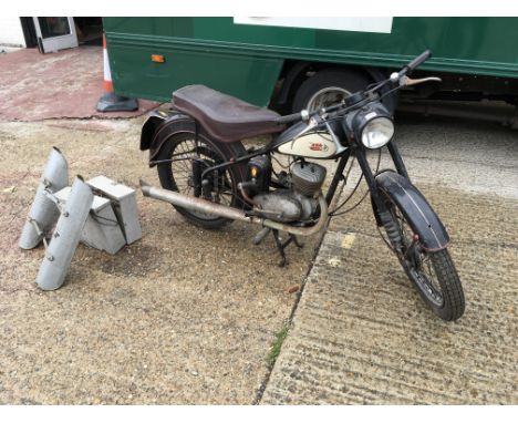 A rare 1956 GPO Telegram BSA Bantam D1 125cc Motorcycle (D1 engine)  having been repainted in black at a later date. The bike