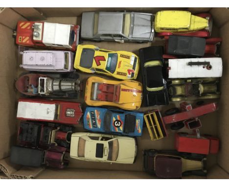 A collection of playworn diecast including Corgi Monkee mobile, Corgi Chitty Chitty Bang Bang, Corgi Ford Thames Caravan etc.