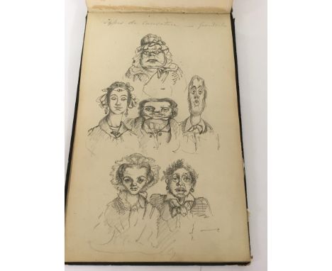 A late 19th century French sketch book containing some well executed  pencil drawings