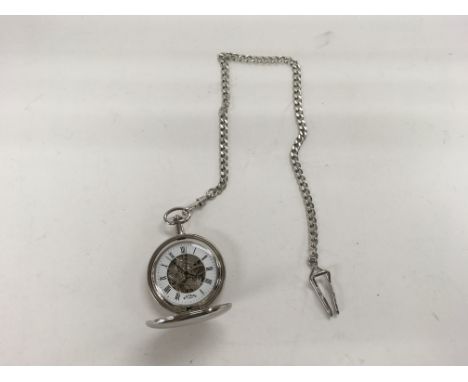 A Rotary skeleton pocket watch with chain