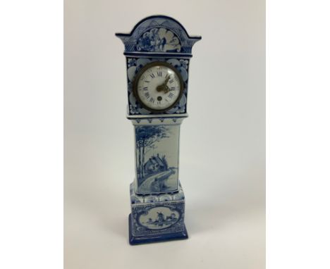 Late 19th/Early 20th Century Dutch Delft Long Case Clock - The Rear Marked with a Potter's Stamp Joost Thooft and the Base wi