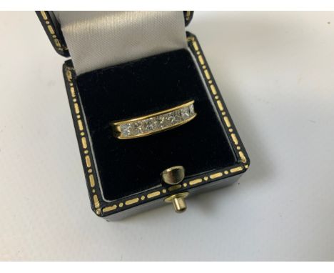 18ct Gold Princess Cut Channel Set Diamond Half Eternity Ring - 1ct Total Diamond Weight - Size K.5 