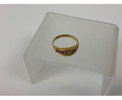 18ct Gold, Diamond and Ruby Ring - Size N - 2.3gms 