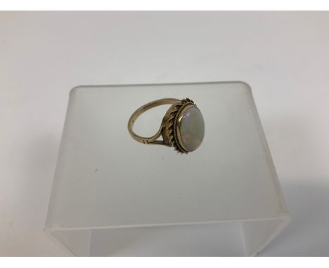 Gold Opal Ring - Size L - Hallmarks Rubbed - 2.8gms 