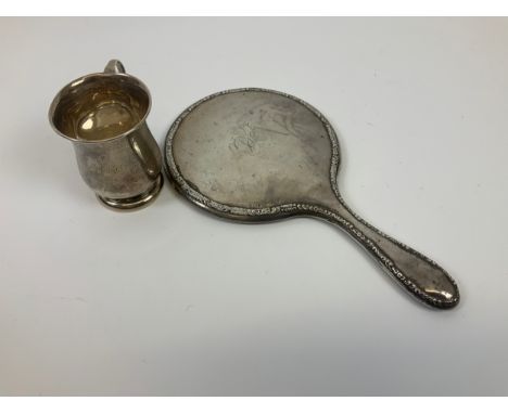 Small Silver Tankard and Dressing Table Mirror 