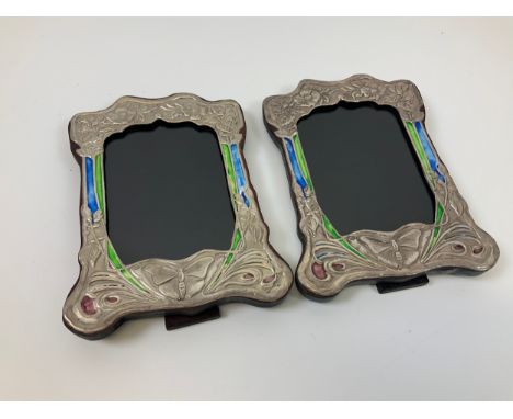 Pair of Sterling Silver and Enamel Easel Back Frames - 21cm x 16cm 