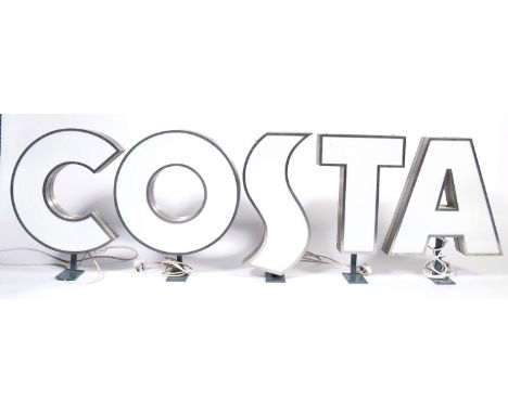 Costa Coffee - A rare set of five original contemporary advertising point of sale free standing light box signs / table lamps