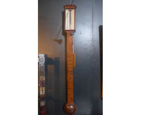 A 19th century mahogany cased stick barometer, silvered dial with adjustable ivory marker, by R. Neill, Belfast, H.97cm 