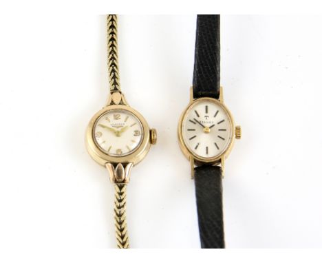 Vintage ladies Longines wrist watch, round dial with Arabic numerals 3,6,9,12 and baton hour markers, mechanical movement, br