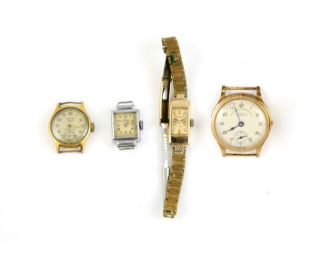 Four wristwatches, Goldsmiths &amp; silversmiths Co Ltd, in 9 ct gold case, with personal engraving on the reverse, Accurist 