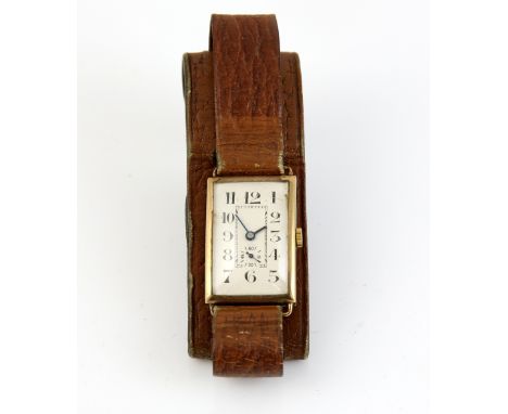 Vertex, gold tank cased gentleman's watch, rectangular dial with Arabic numerals surmounting inner minute track,  subsidiary 