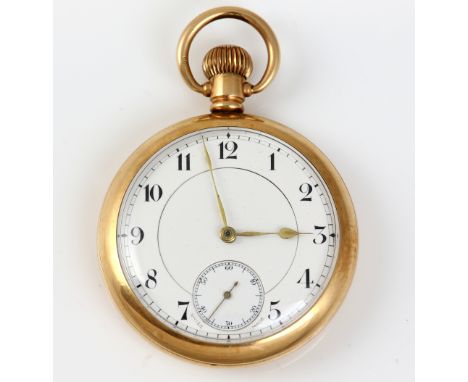  Omega, gentleman's pocket watch, the circular unsigned enamel dial with black Arabic numeral and minute track, subsidiary se