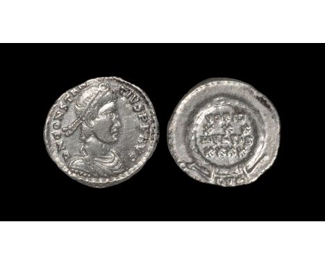 Ancient Roman Imperial Coins - Constantius II - Wreath Siliqua 360-363 AD, Lyons mint. Obv: DN CONSTANTIVS P F AVG legend wit