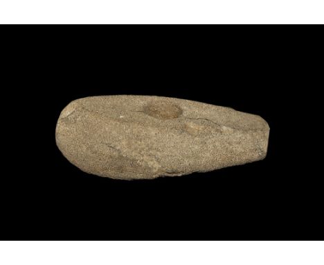 Stone Age Stone Axe Hammer Neolithic, 5000-3000 BC. An axe hammer of scaphoid form with square butt, cylinder perforation. 62