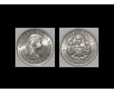 World Coins - Southern Rhodesia - Elizabeth II - 1953 - Cecil Rhodes Crown Dated 1953. Obv: profile bust with QUEEN ELIZABETH