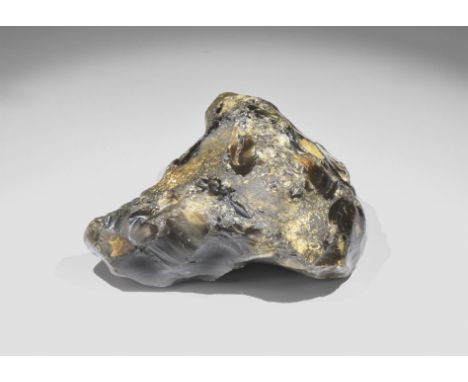 Stone Age British 'Barnfield Pit' Clactonian Flint Implement 400,000 years BP. A block of dark siliceous flint in cortex with